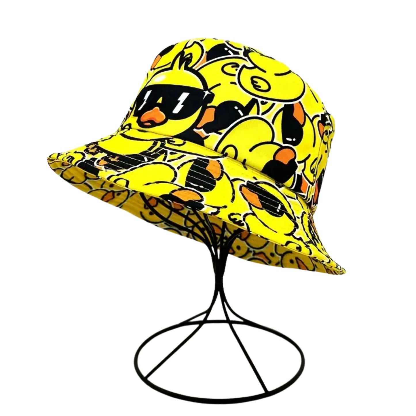 Gelber Fischerhut mit Enten Print – Lustiger Bucket Hat Festival & Sommer