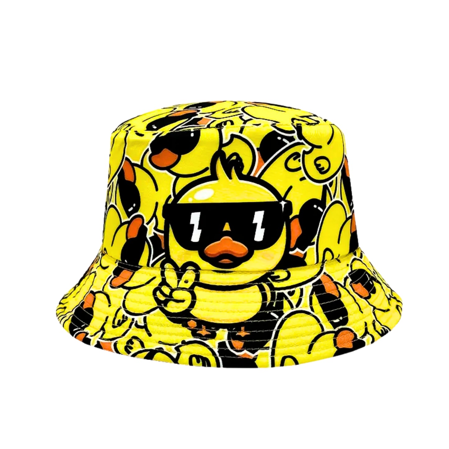 Gelber Fischerhut mit Enten Print – Lustiger Bucket Hat Festival & Sommer