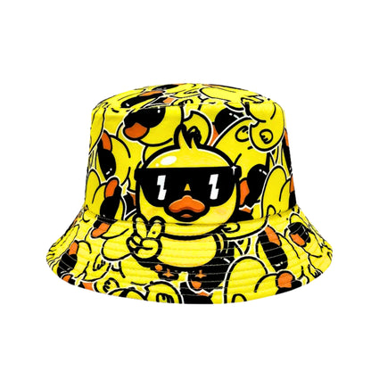 Gelber Fischerhut mit Enten Print – Lustiger Bucket Hat Festival & Sommer