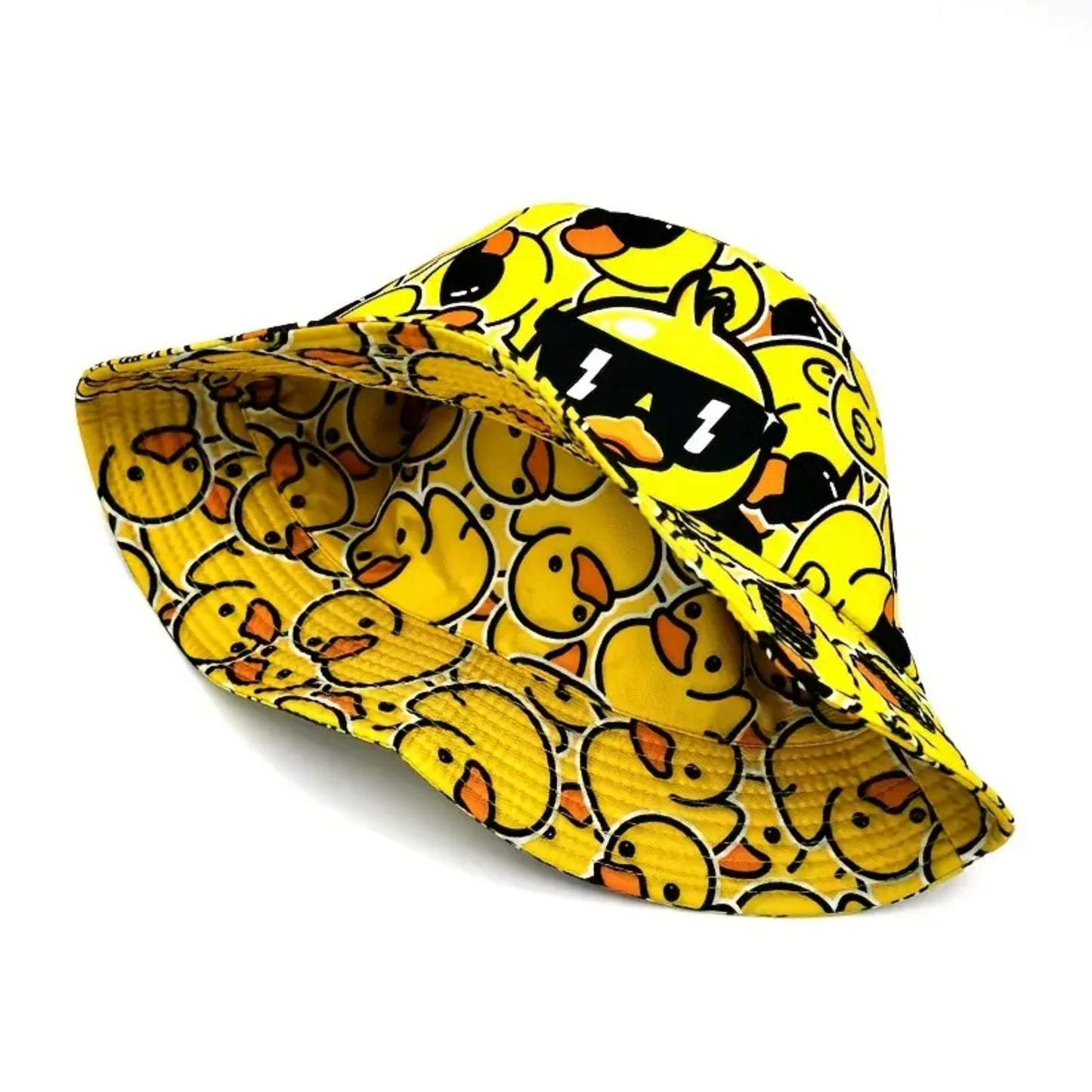 Gelber Fischerhut mit Enten Print – Lustiger Bucket Hat Festival & Sommer