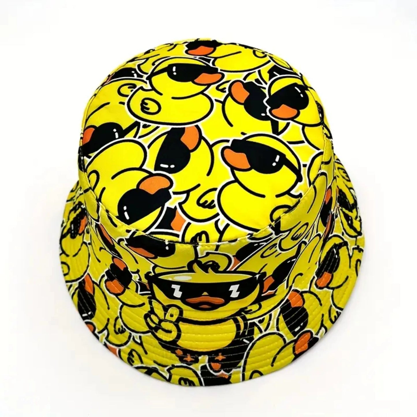 Gelber Fischerhut mit Enten Print – Lustiger Bucket Hat Festival & Sommer