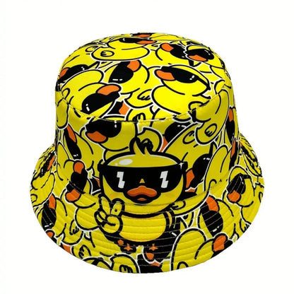 Gelber Fischerhut mit Enten Print – Lustiger Bucket Hat Festival & Sommer