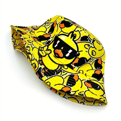 Gelber Fischerhut mit Enten Print – Lustiger Bucket Hat Festival & Sommer
