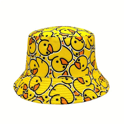 Gelber Fischerhut mit Enten Print – Lustiger Bucket Hat Festival & Sommer